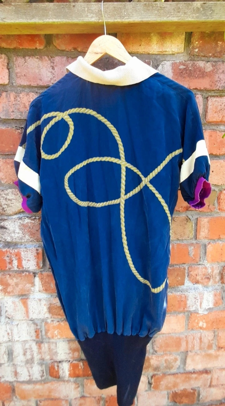 Vintage 80s Silky Rib Knit Sports Polo Shirt Dress