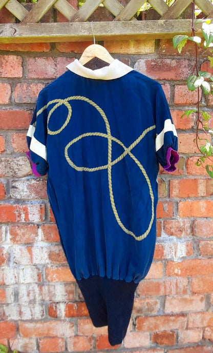 Vintage 80s Silky Rib Knit Sports Polo Shirt Dress