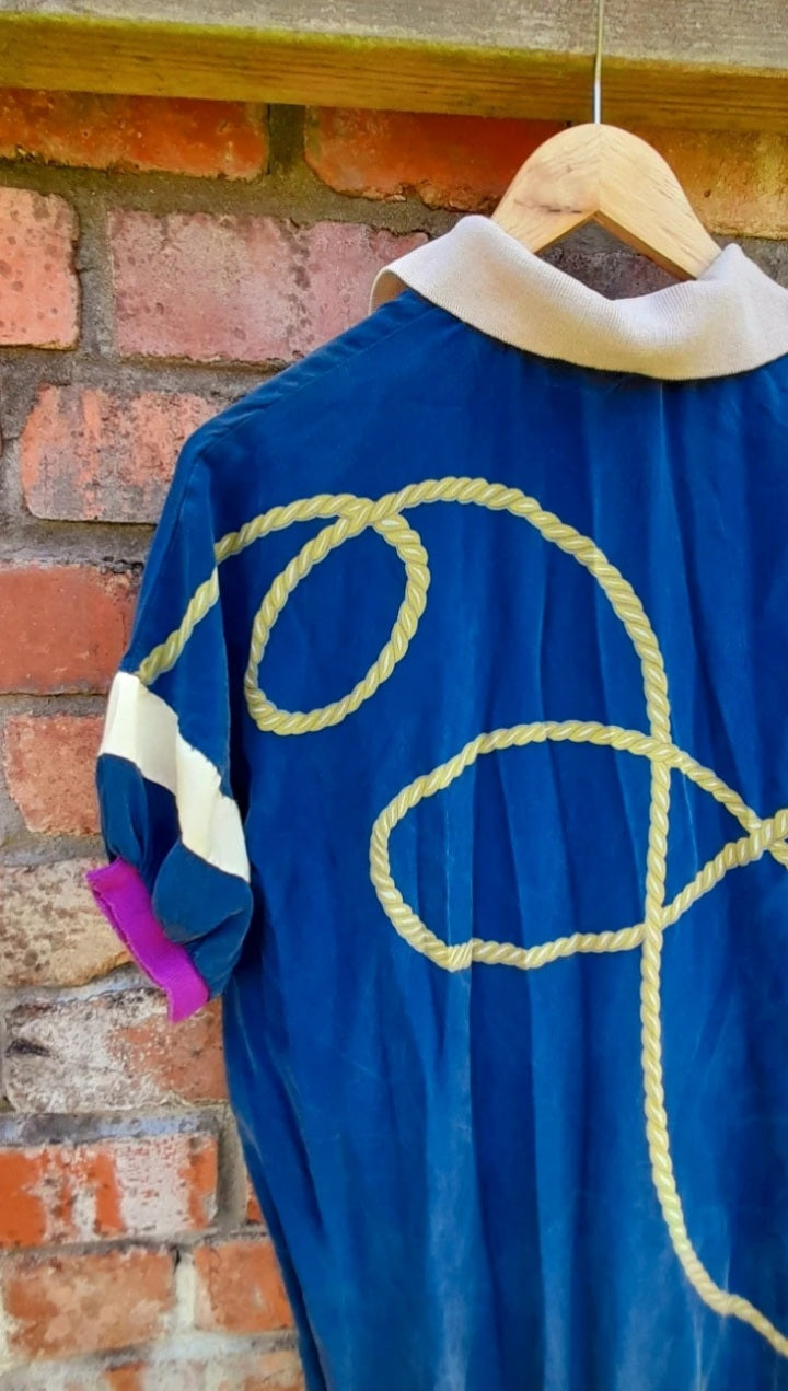Vintage 80s Silky Rib Knit Sports Polo Shirt Dress