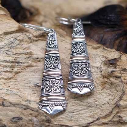 Silver & Gold Tribal Drop Earrings