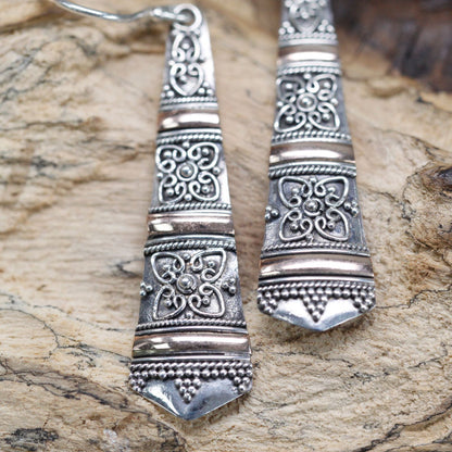 Silver & Gold Tribal Drop Earrings