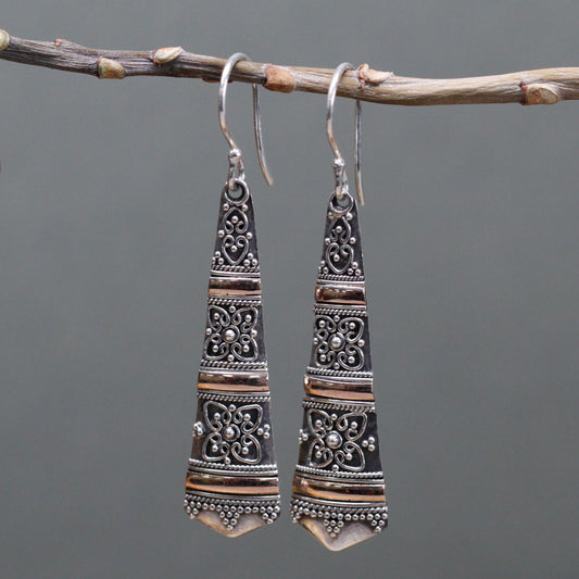 Silver & Gold Tribal Drop Earrings