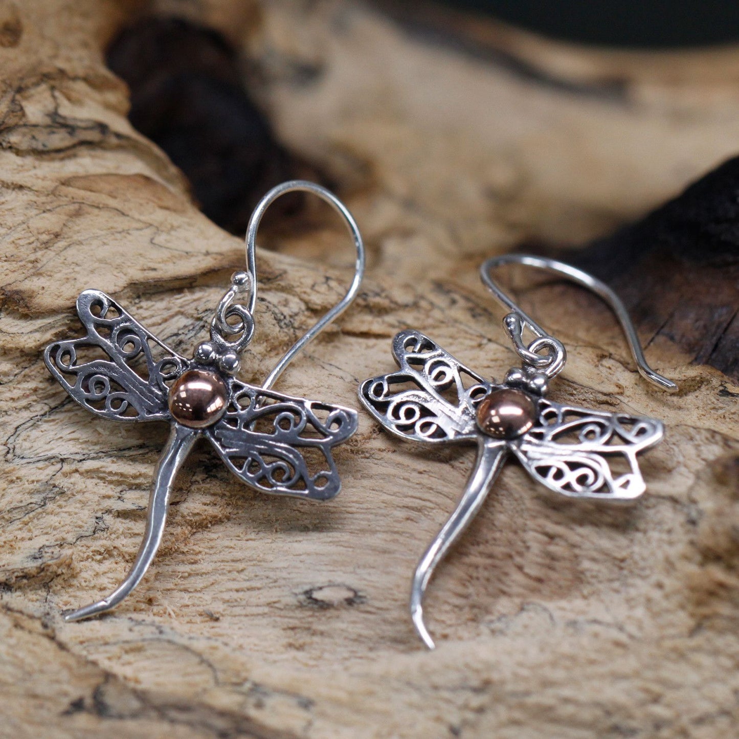 Silver & Gold Dragonfly Earrings