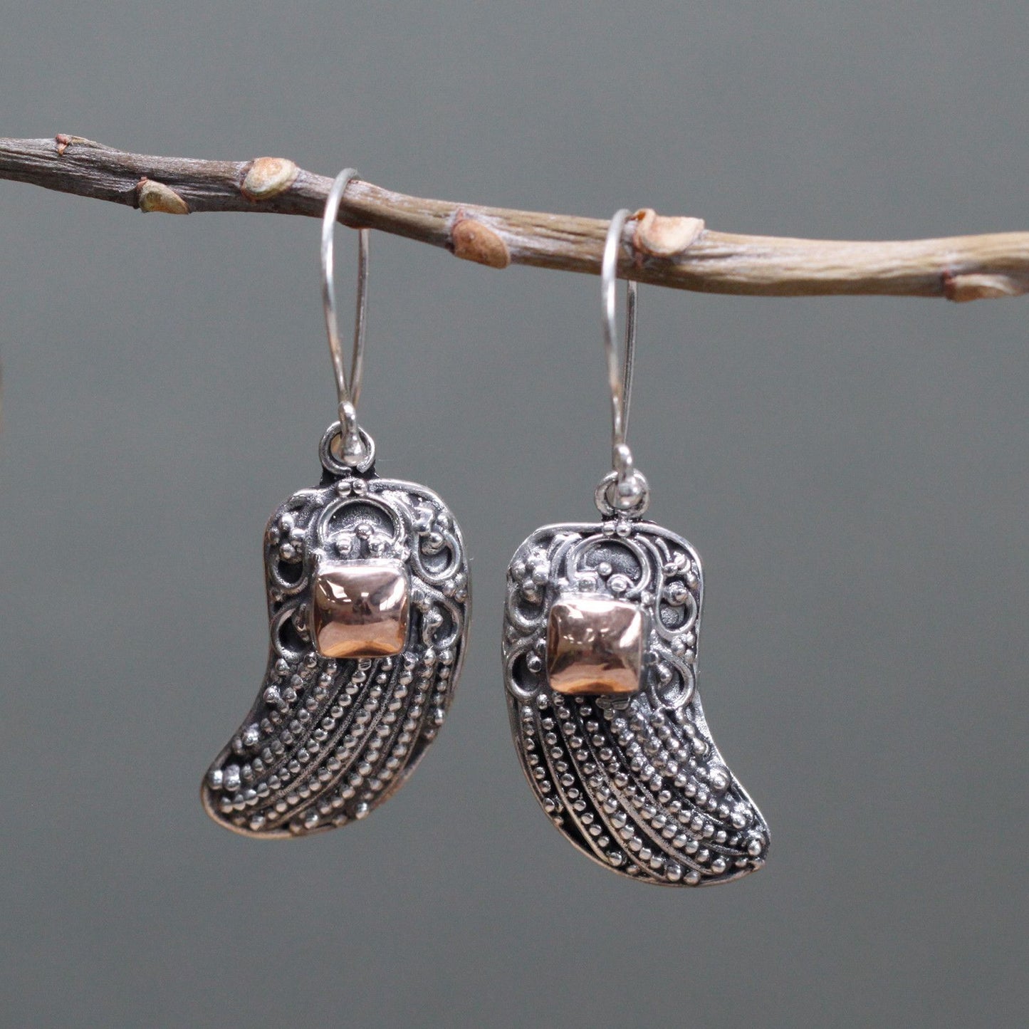Silver & Gold Angel Wing Earrings