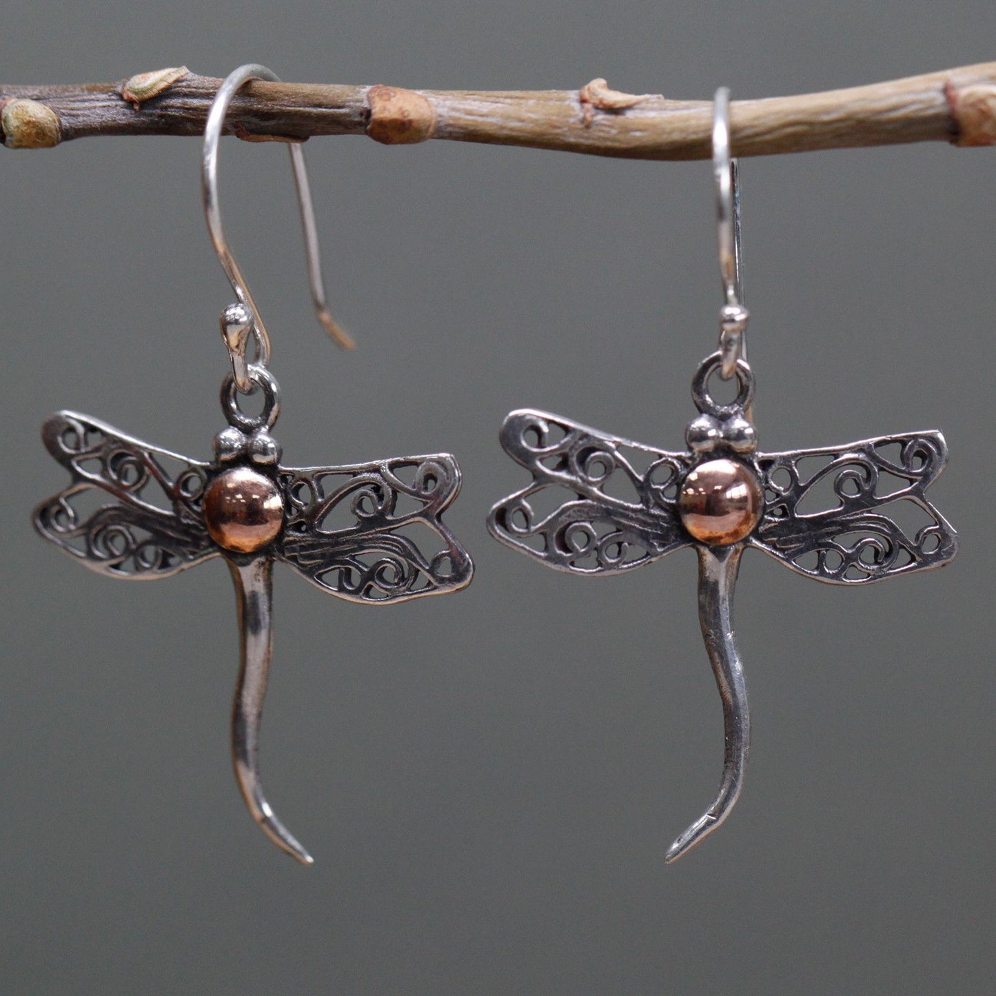 Silver & Gold Dragonfly Earrings