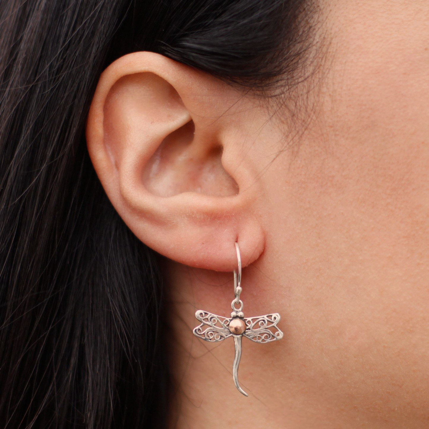 Silver & Gold Dragonfly Earrings