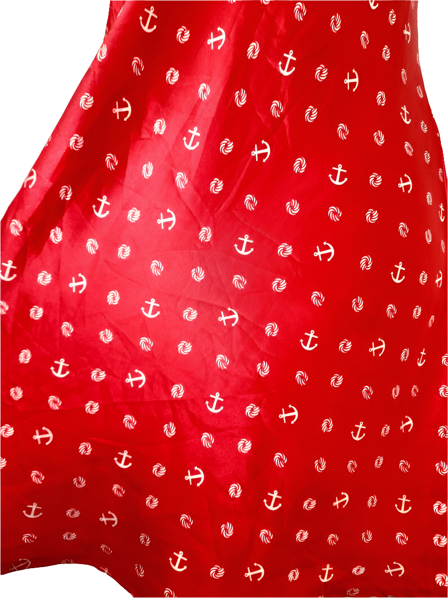 Vintage Red & White Satin Anchor Dress