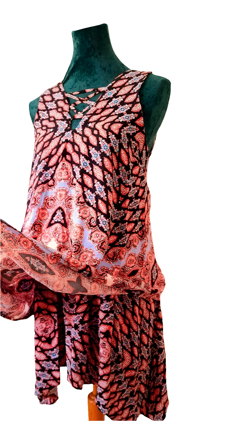 Vintage 90s KNOX ROSE Ethnic Print Shift Dress