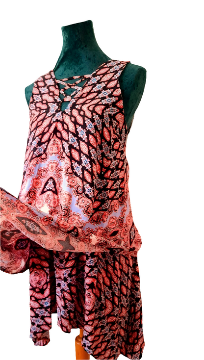 Vintage 90s KNOX ROSE Ethnic Print Shift Dress