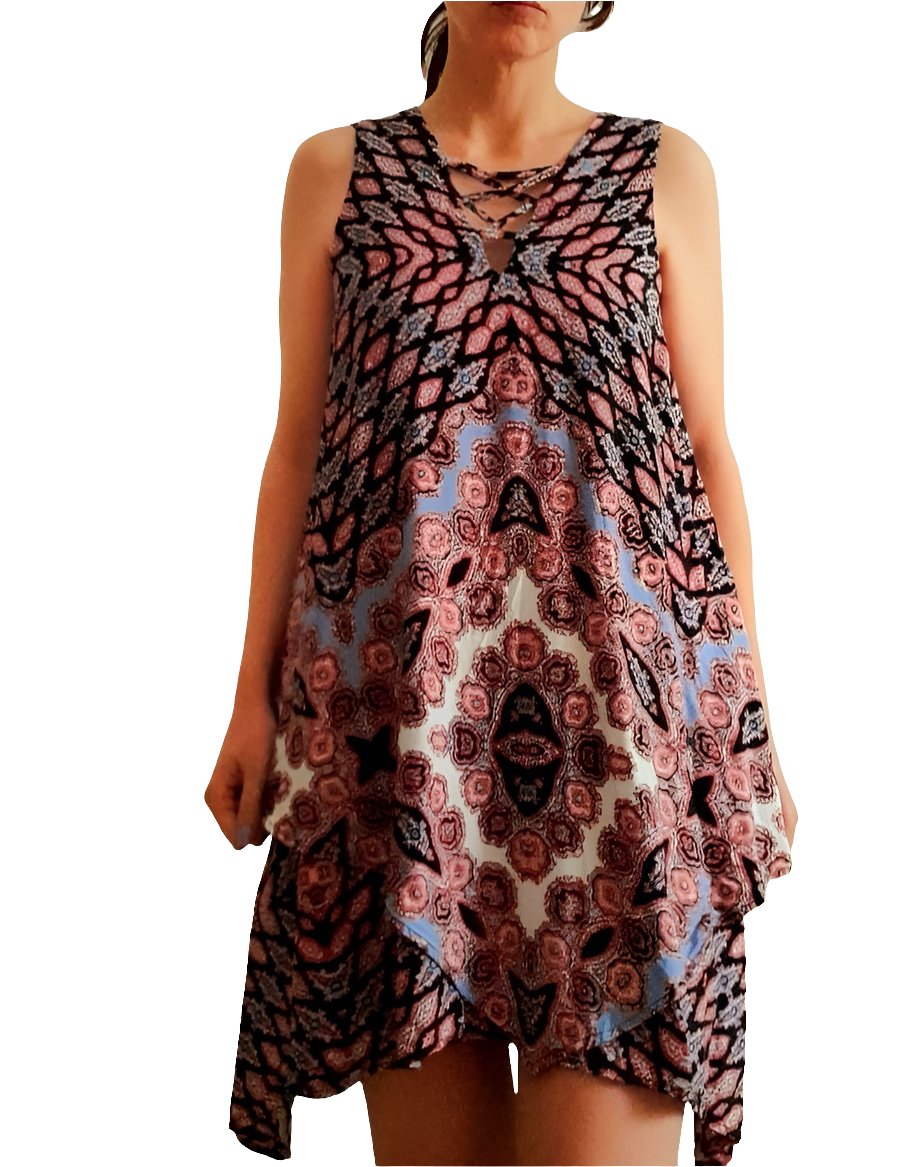 Vintage 90s KNOX ROSE Ethnic Print Shift Dress