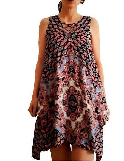 Vintage 90s KNOX ROSE Ethnic Print Shift Dress