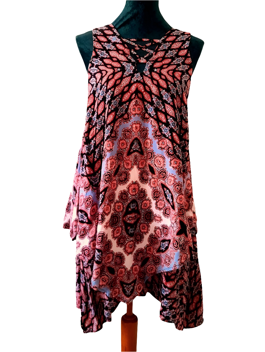 Vintage 90s KNOX ROSE Ethnic Print Shift Dress