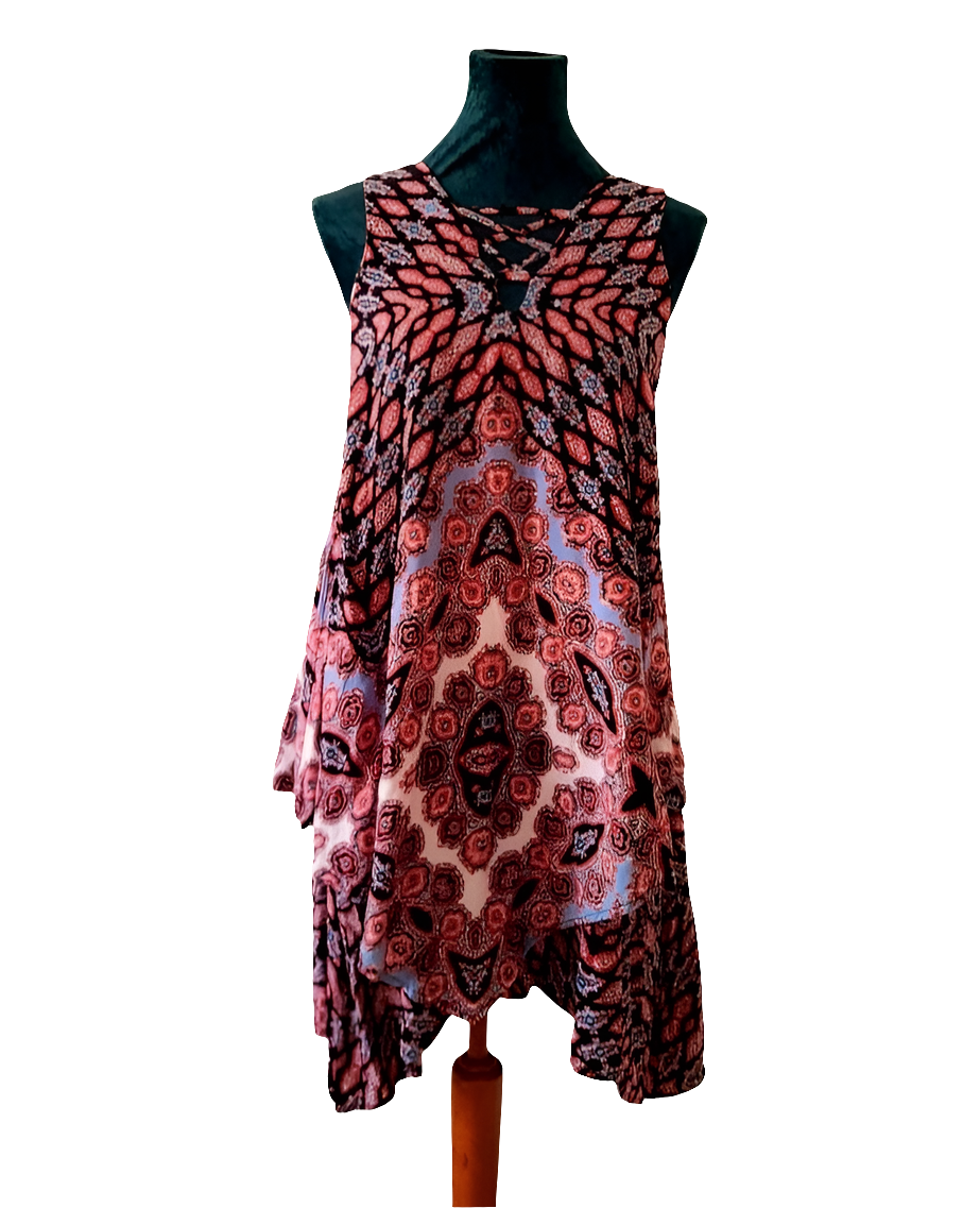 Vintage 90s KNOX ROSE Ethnic Print Shift Dress