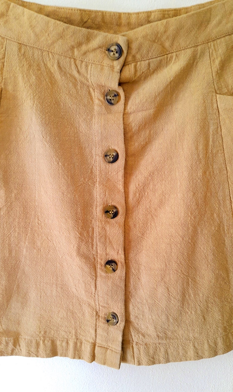 Vintage IJOAH Camel Beige Button Flared Mini Skirt