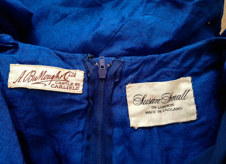 Vintage 1950s SUSAN SMALL Sapphire Linen Dress