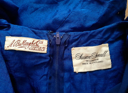 Vintage 1950s SUSAN SMALL Sapphire Linen Dress