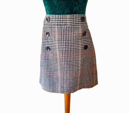 Vintage Y2K Tweed Check Button Mini Skirt