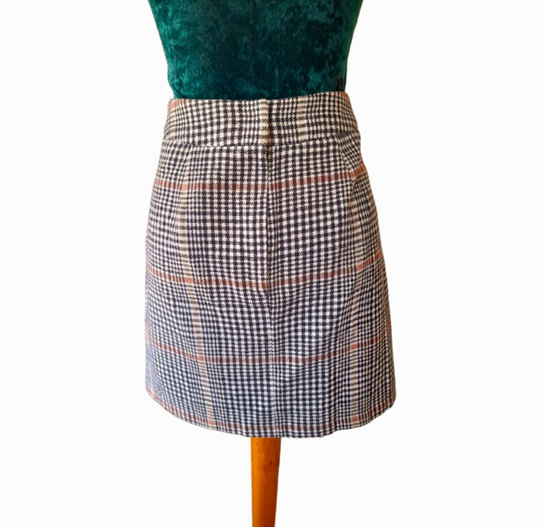 Vintage Y2K Tweed Check Button Mini Skirt