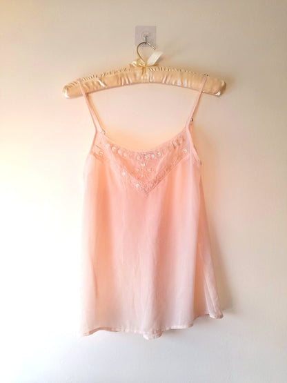 Pink Chiffon Beaded Vintage Camisole Top