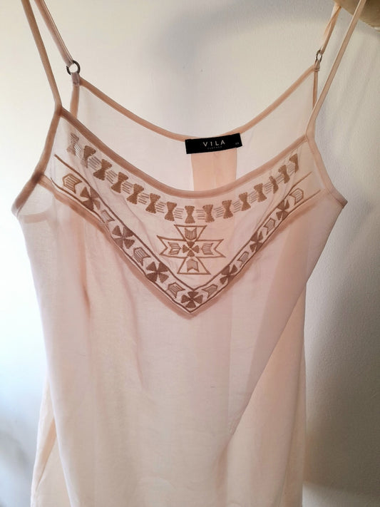 Pink Chiffon Beaded Vintage Camisole Top