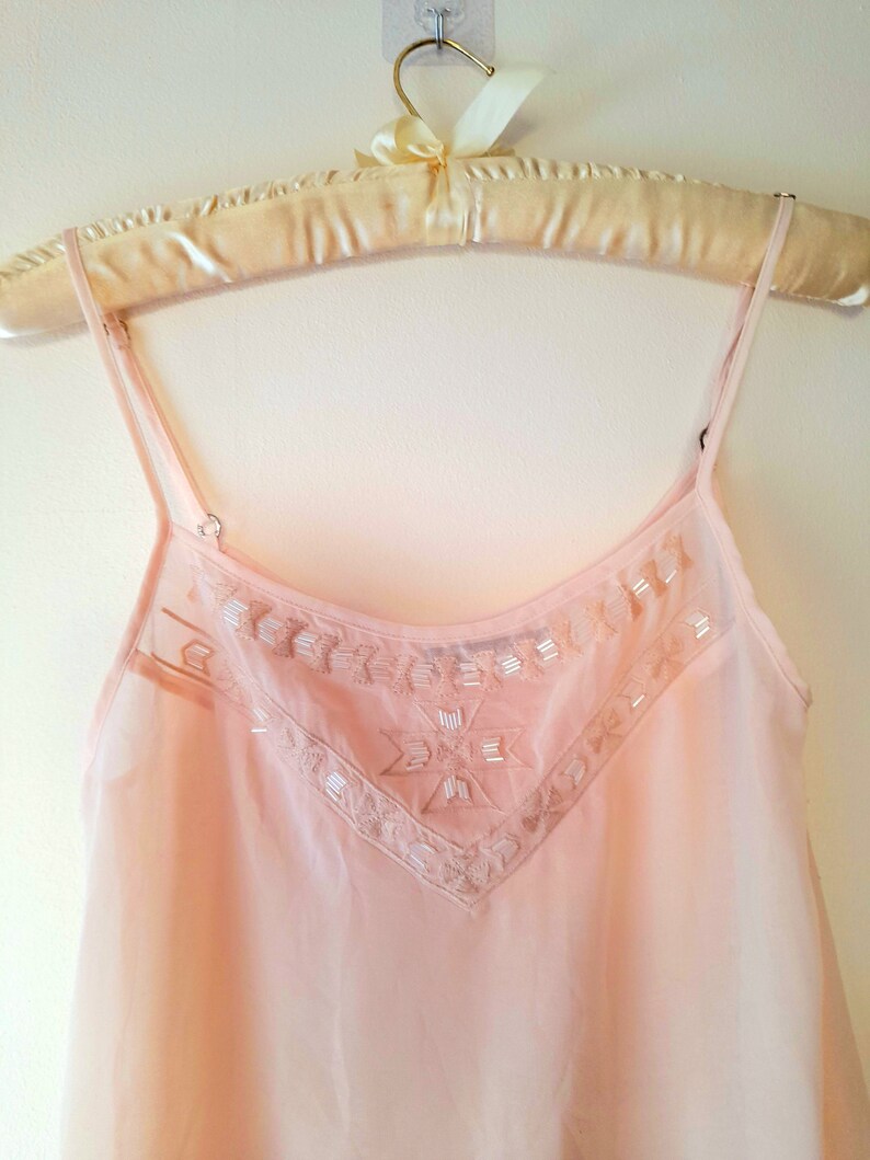Pink Chiffon Beaded Vintage Camisole Top