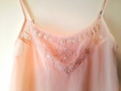Pink Chiffon Beaded Vintage Camisole Top