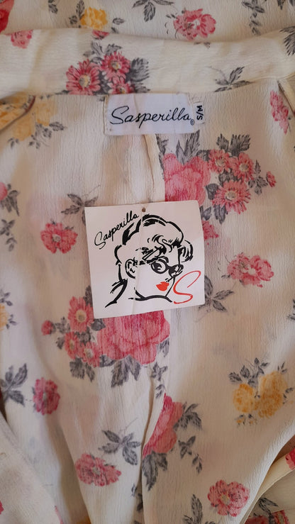 Vintage 1960s Sasperilla Floral Mini Shirt Dress