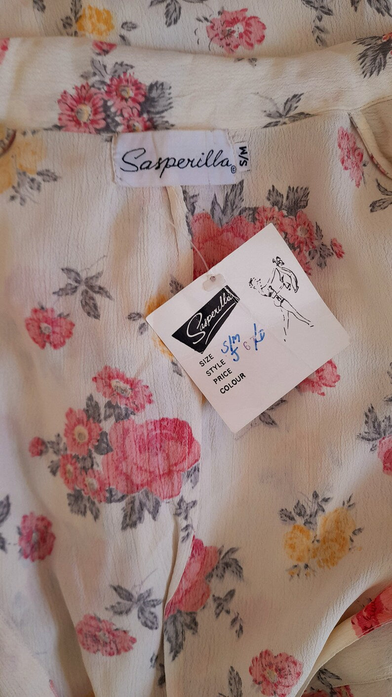 Vintage 1960s Sasperilla Floral Mini Shirt Dress