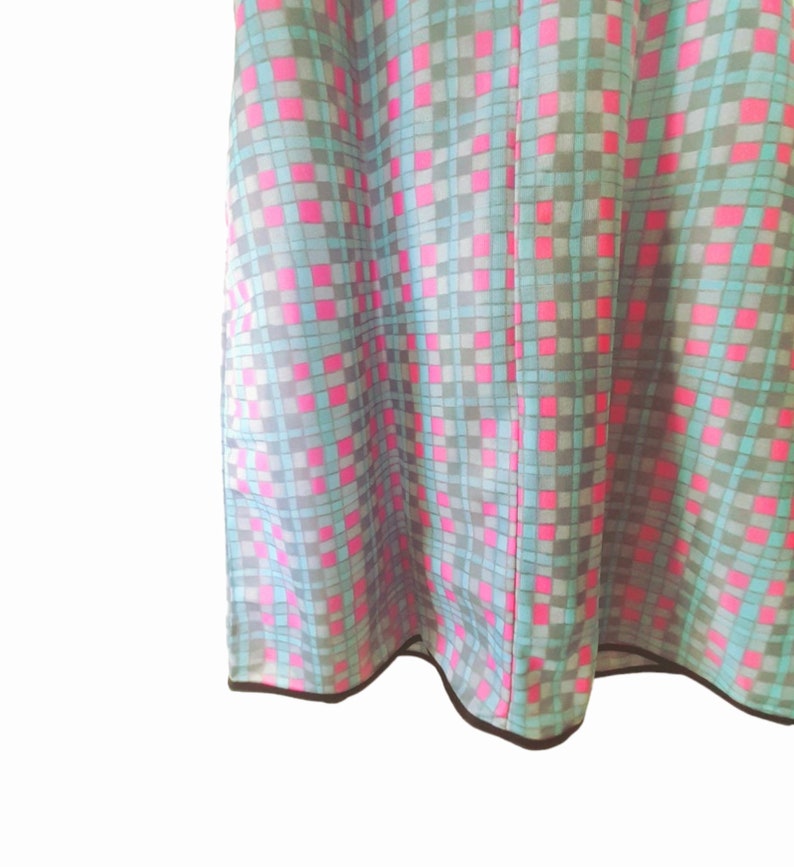 Vintage 70s Pink & Grey Check Camisole Dress