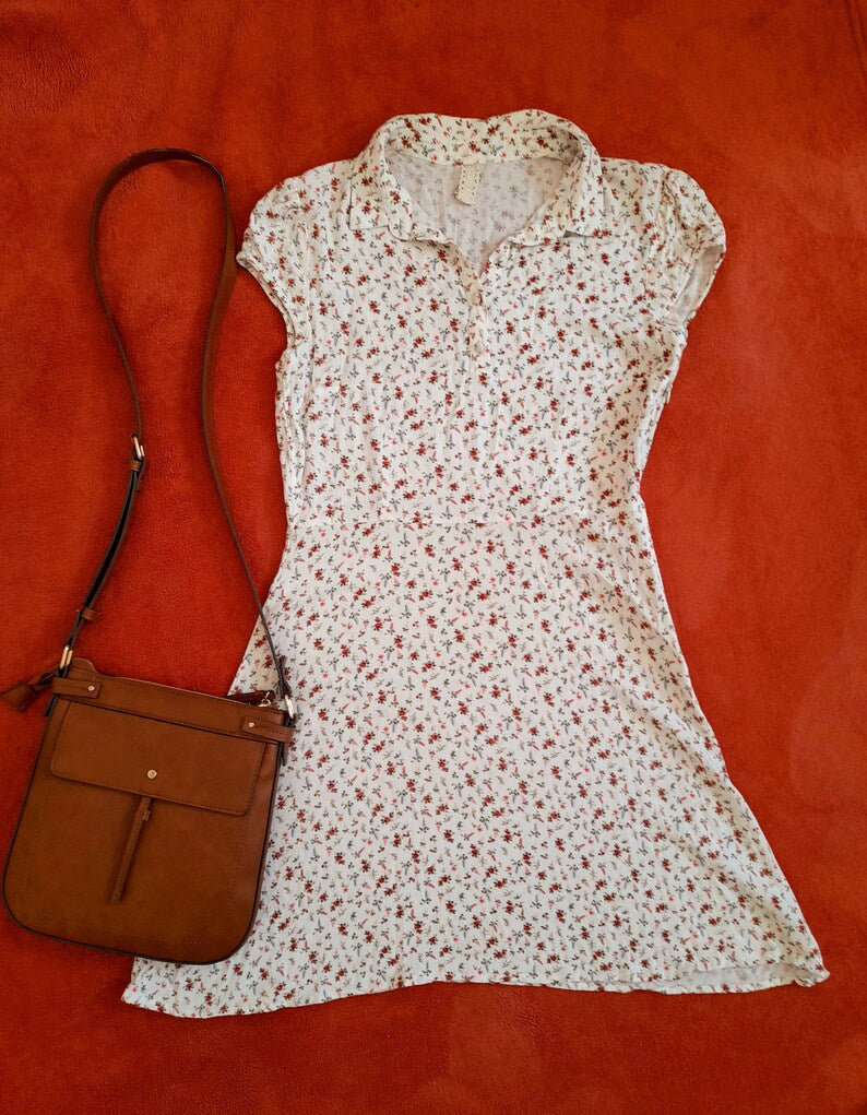 Vintage Y2K Roses & Lavender Flower Button Dress