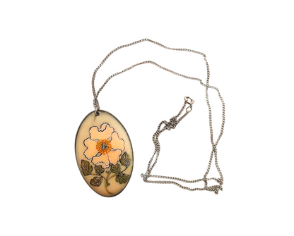 Vintage 1960s Fiona Danby Glazed Flower Pendant