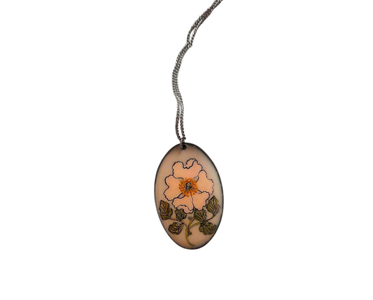 Vintage 1960s Fiona Danby Glazed Flower Pendant
