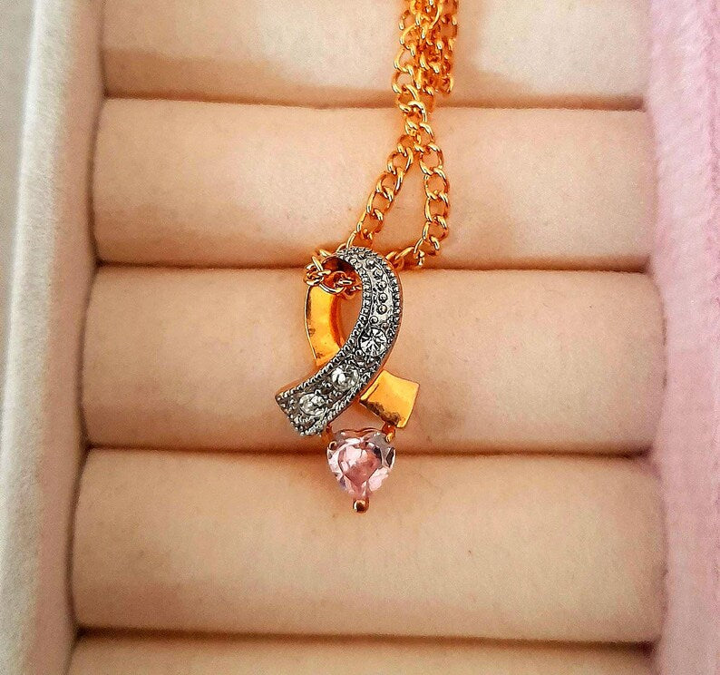 Rhinestone Infinity Gold Heart Pendant