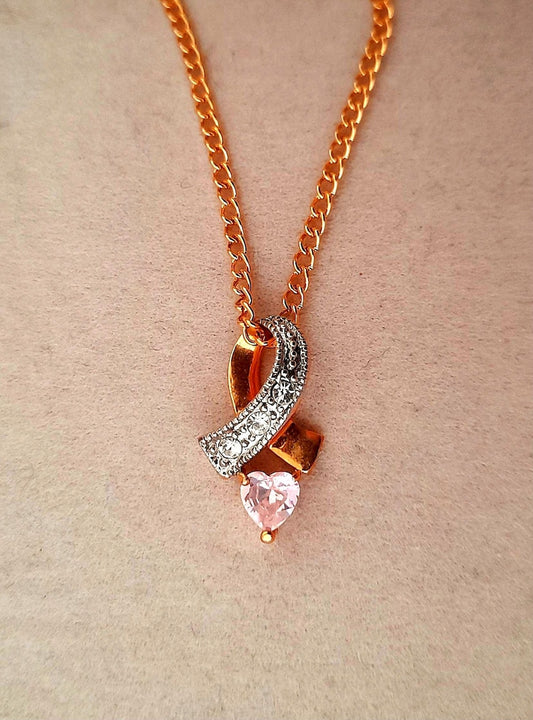 Rhinestone Infinity Gold Heart Pendant