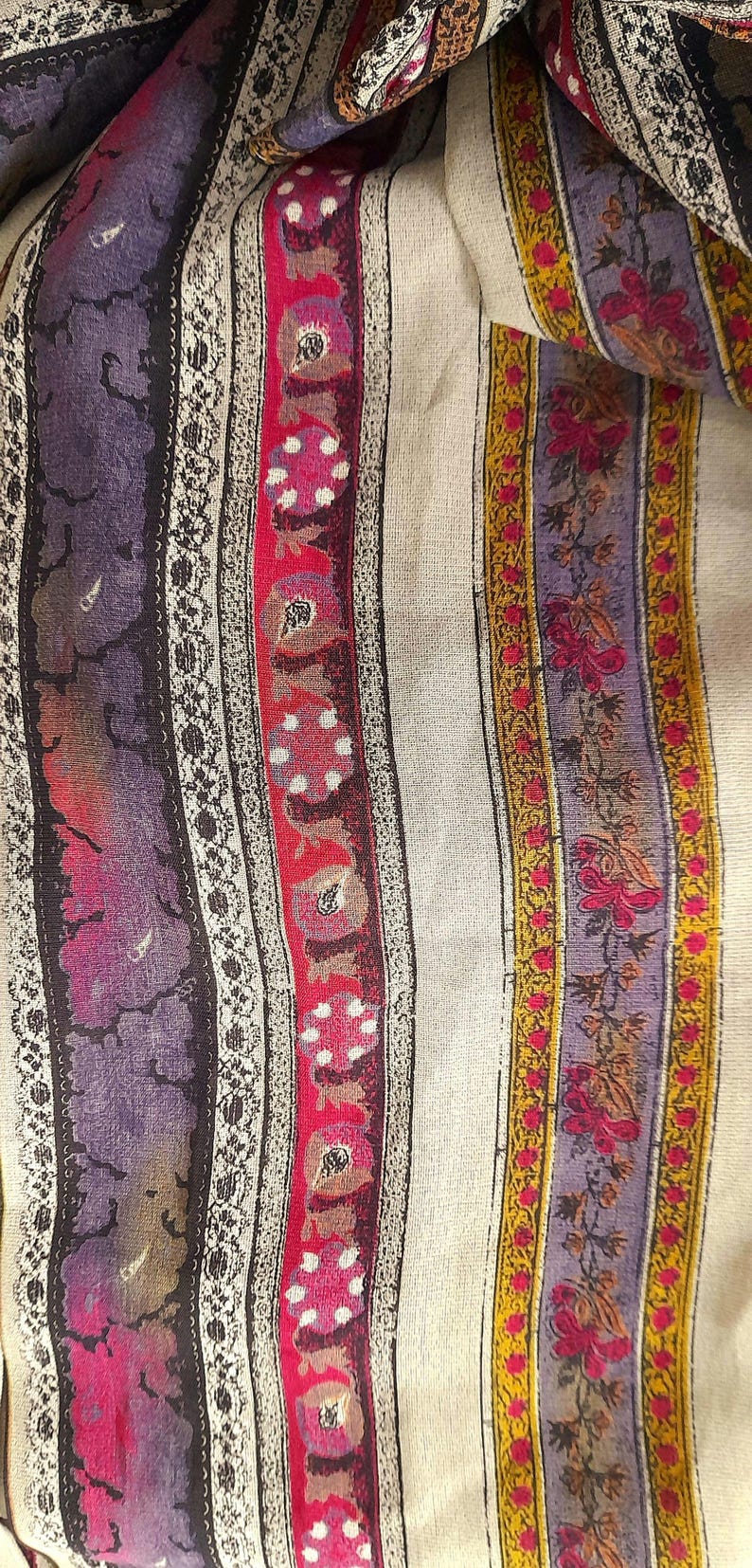 Vintage 90s High Sense Flower Stripe Chiffon Blouse