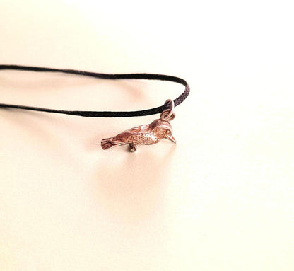 Solid Sterling Silver Bird Cord Necklace