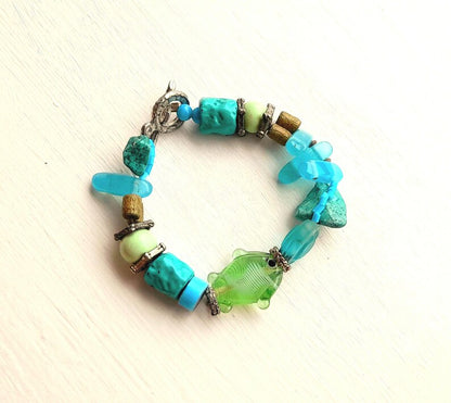 Glass Fish Bead Necklace & Bracelet Set