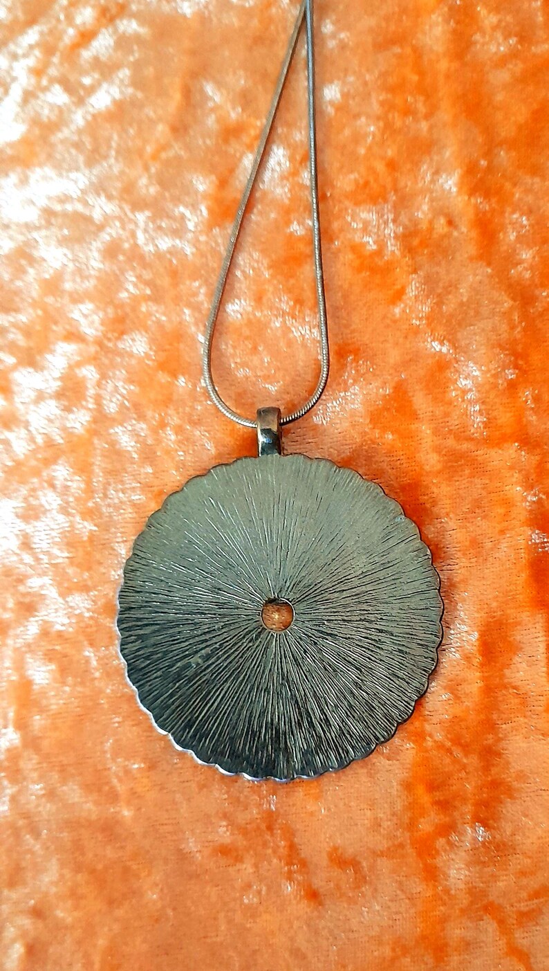 Vintage 70s Bronze Long Length Medallion Necklace