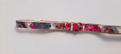 Vintage 1950s Vibrant Pink Purple Floral Fabric Belt