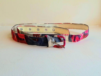 Vintage 1950s Vibrant Pink Purple Floral Fabric Belt