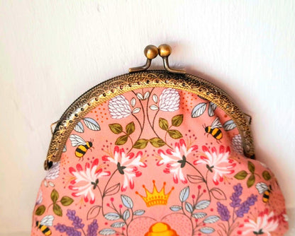 Pink Bumble Bee Hive Lavender Print Wallet