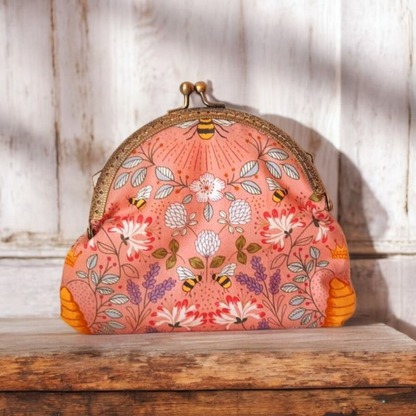 Pink Bumble Bee Hive Lavender Print Wallet