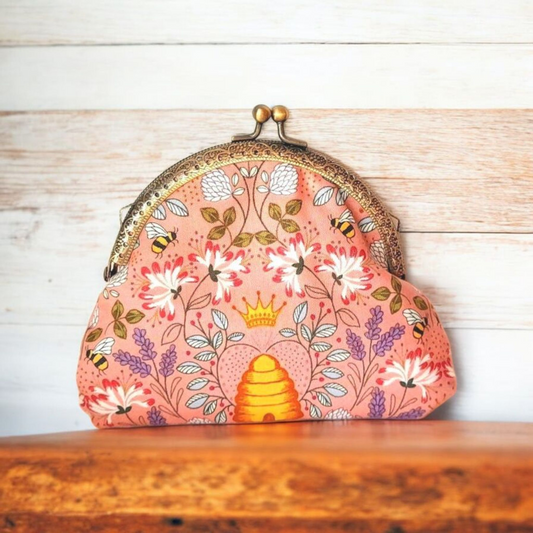 Pink Bumble Bee Hive Lavender Print Wallet