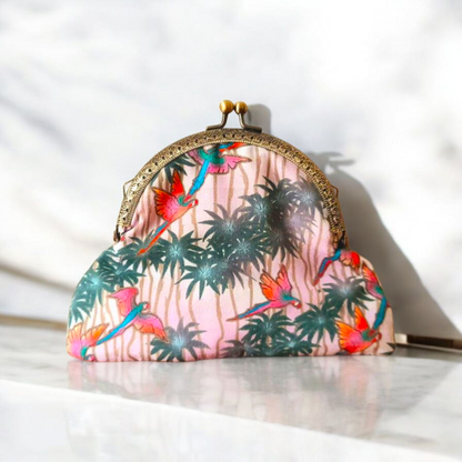 Tropical Parrot Cotton Bronze Clasp Wallet