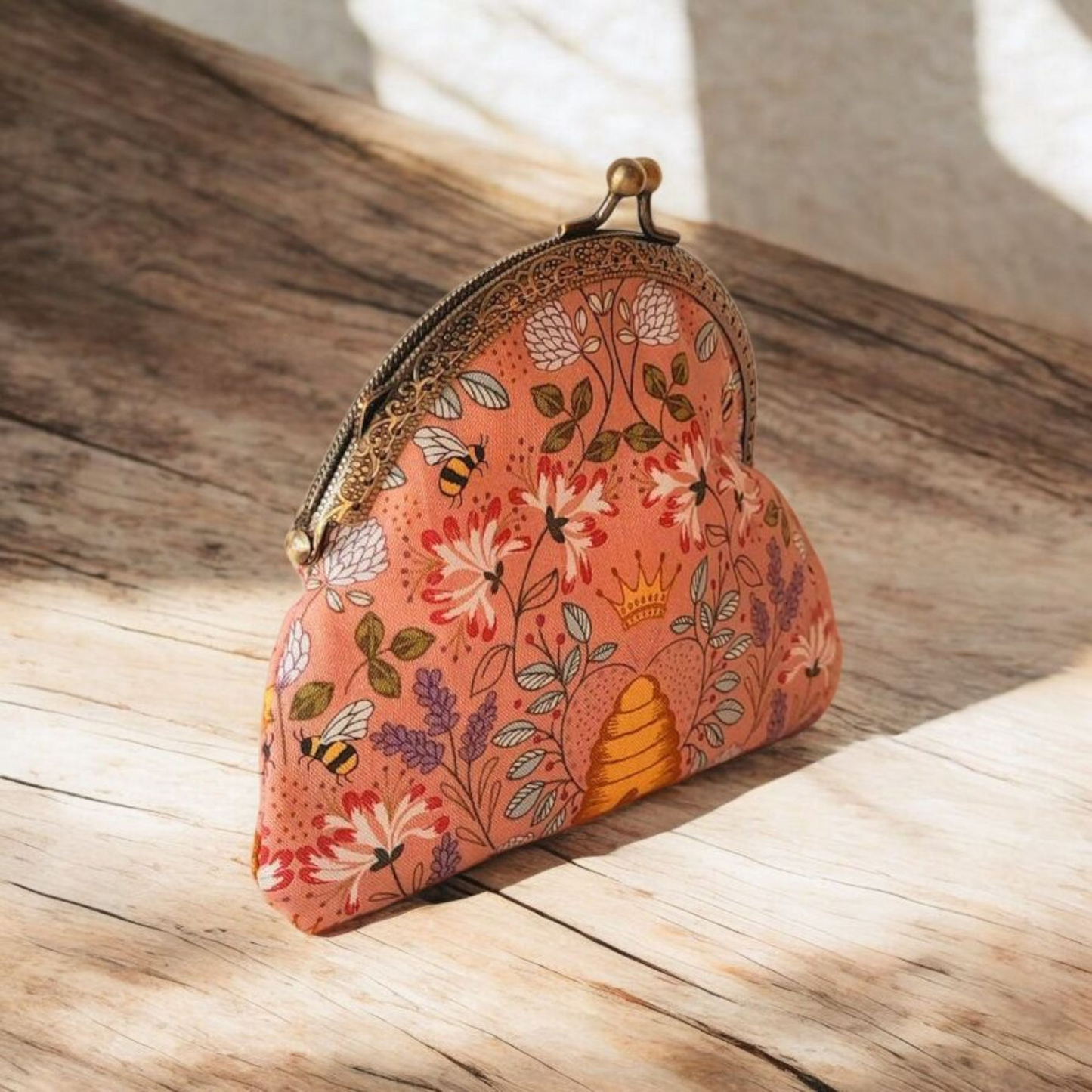 Pink Bumble Bee Hive Lavender Print Wallet