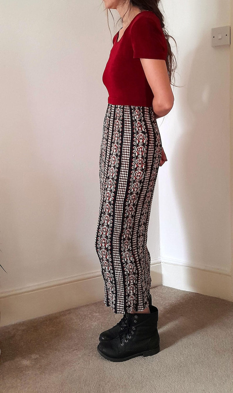 Vintage 90s Plein Futur Ethnic Bodycon Dress