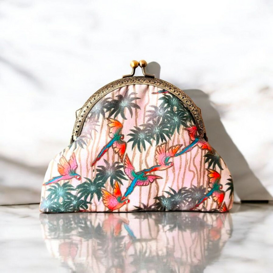 Tropical Parrot Cotton Bronze Clasp Wallet