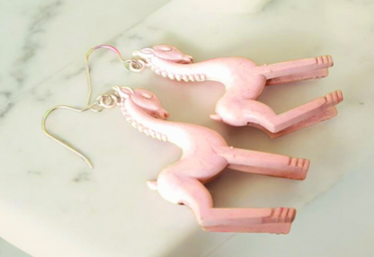Silver Dreamy Antique Celluloid Horse Earrings