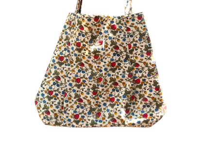 Strawberry Meadow Wildflower Vintage Fabric Tote