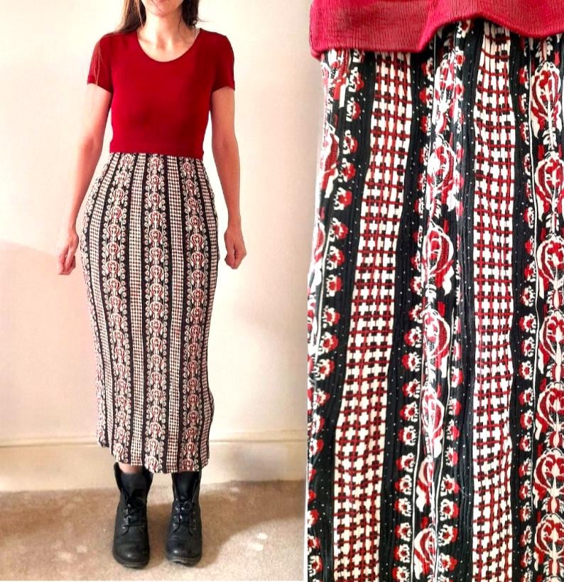 Vintage 90s Plein Futur Ethnic Bodycon Dress